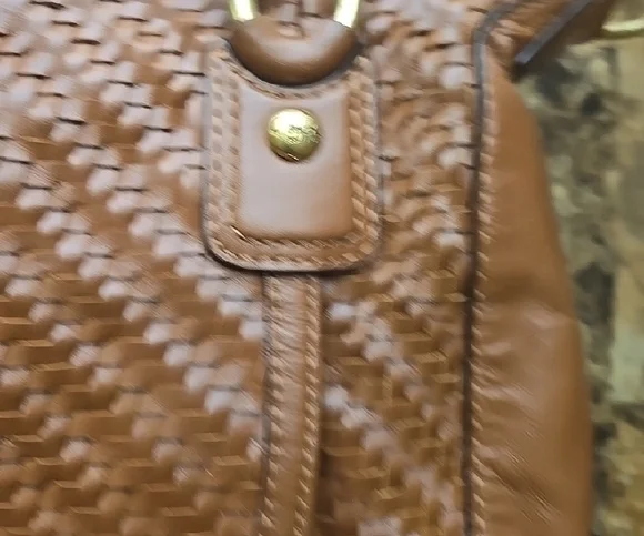 Coach Kristin Brown Woven Leather Handbag - Picture 6 of 9
